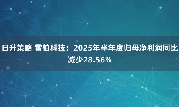 日升策略 雷柏科技：2025年半年度归母净利润同比减少28.56%