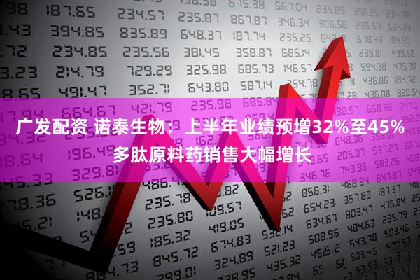 广发配资 诺泰生物：上半年业绩预增32%至45% 多肽原料药销售大幅增长